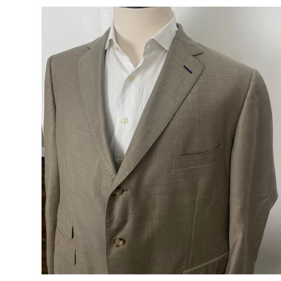 Men J. Hilburn Vitale Barberis Canonico wool cuffed 2-piece 3-button suit, 48R - Picture 3 of 11